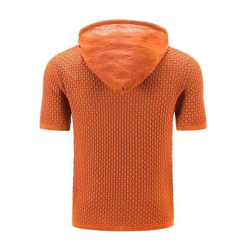 Men's Pullover Jacquard Solid Color Hooded Sweater Basic Vintage Style