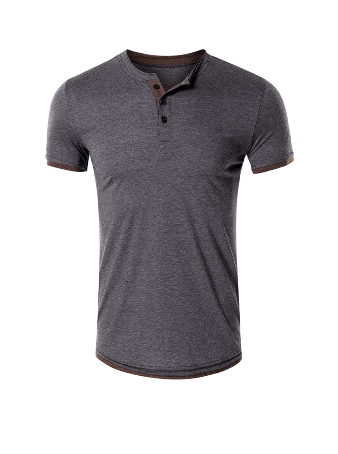 Robert Solid Color Henry Collar T-shirt