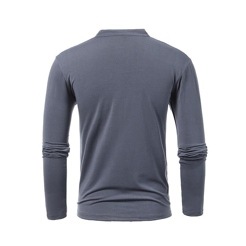 Men's Henley Jersey Patchwork Long Sleeve T-Shirt