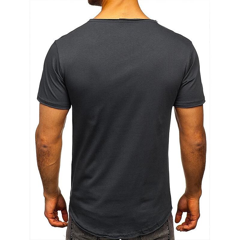 Men's Solid Color Henley Collar Short Sleeve T-Shirt