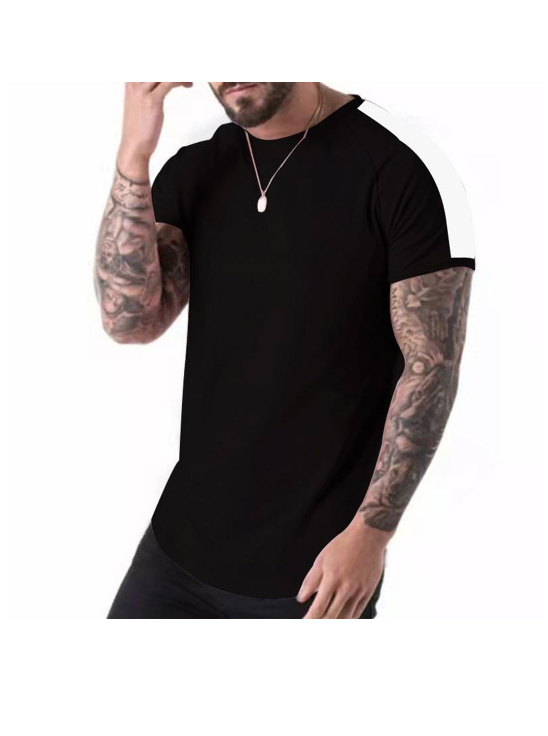 Russell Crew Neck Patchwork Short-sleeved T-shirt