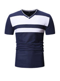 Kenney Color Block V Neck Casual T-shirt