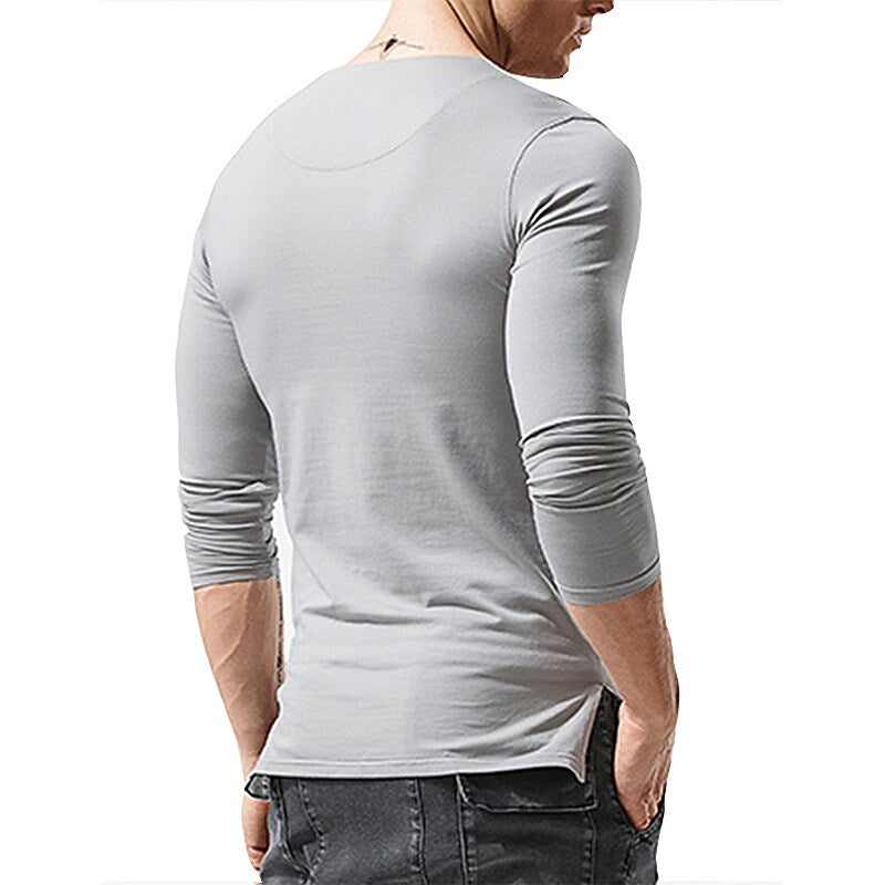 Men's Henley Shirt T shirt Solid Color