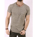 Men's Solid Color Zipper Short-sleeved T-shirt