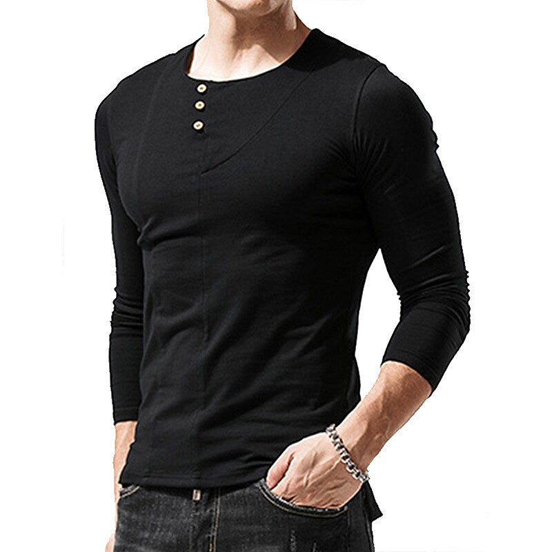 Men's Henley Shirt T shirt Solid Color