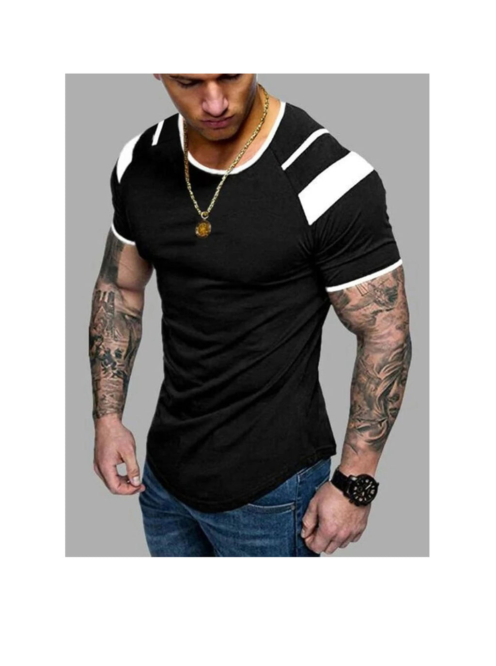Daniel Contrast Color Round Neck Short-sleeved T-shirt