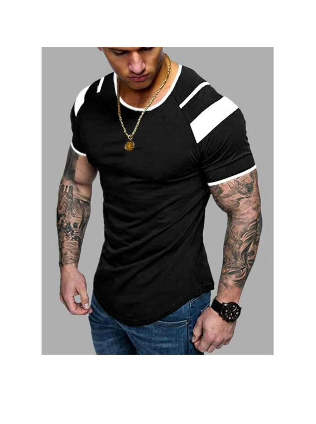 Daniel Contrast Color Round Neck Short-sleeved T-shirt