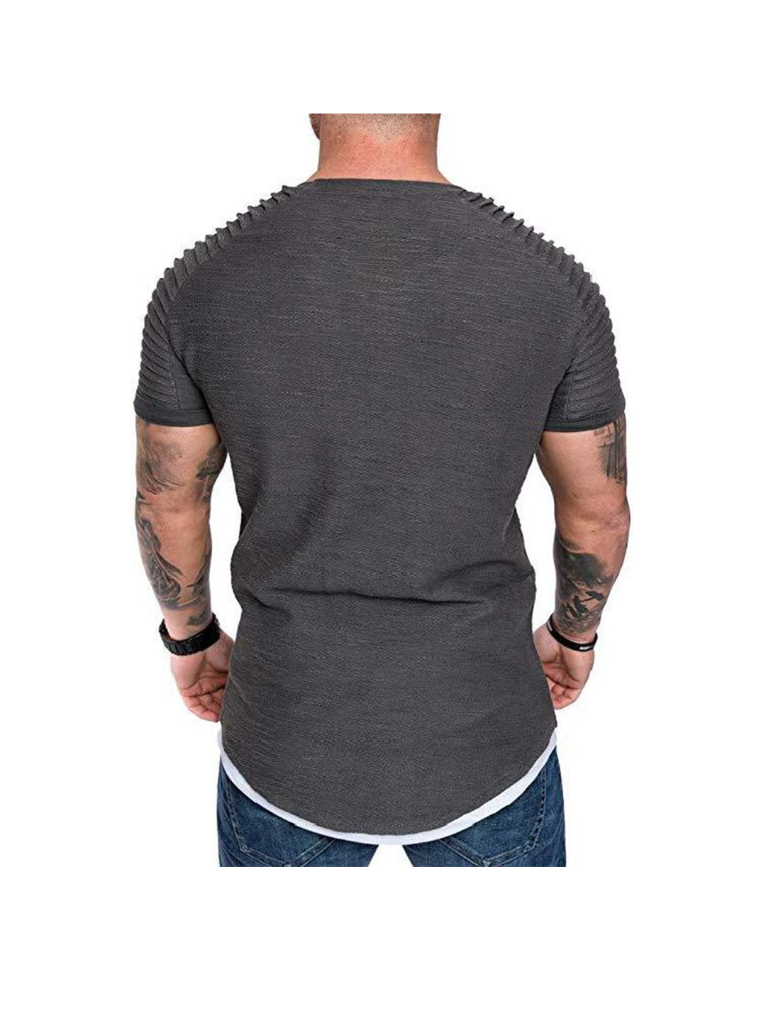 William Raglan Sleeves Hem Patchwork Short-sleeved T-shirt