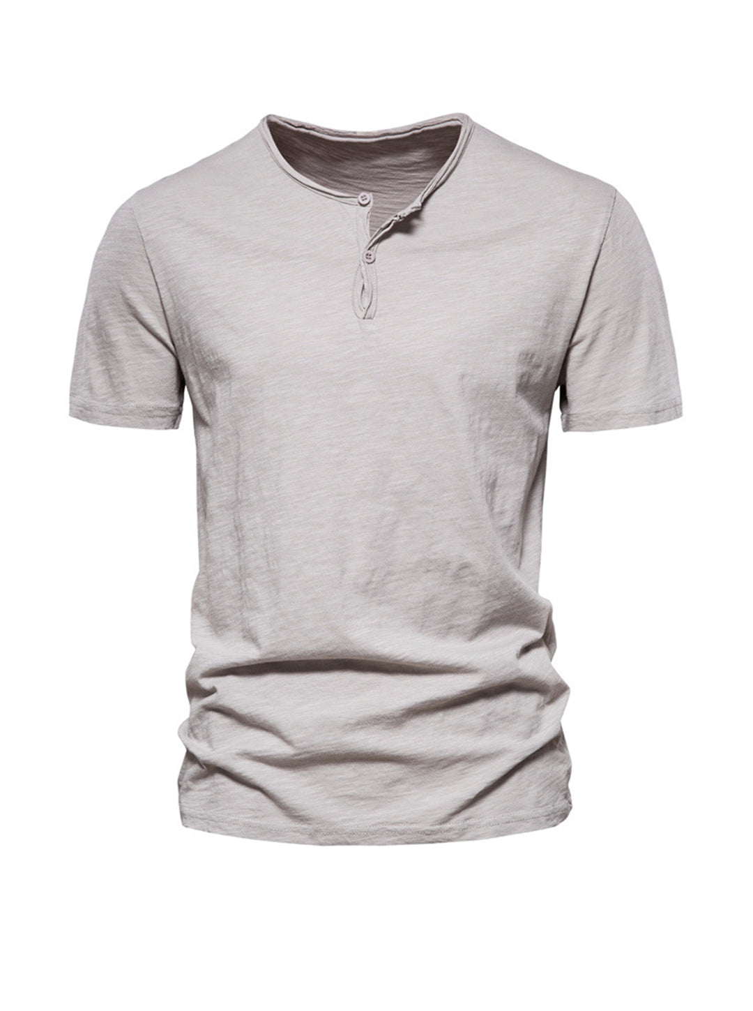 Harold Solid Color Henry Collar T-shirt