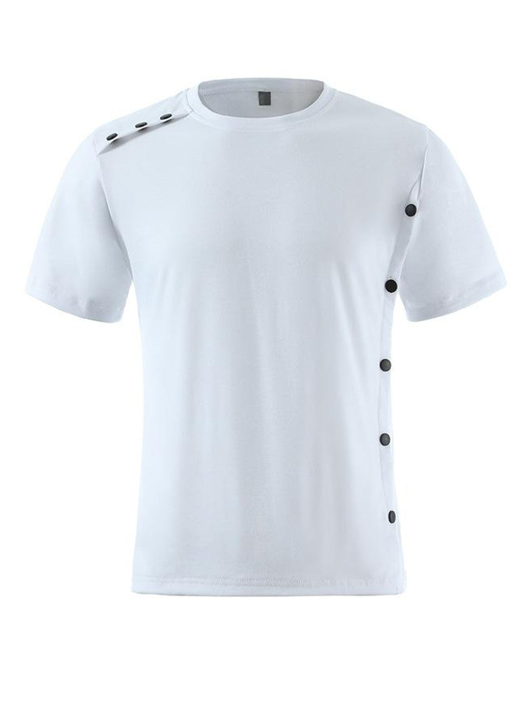 Morris Solid Color Decorative Buckle Short-sleeved T-shirt