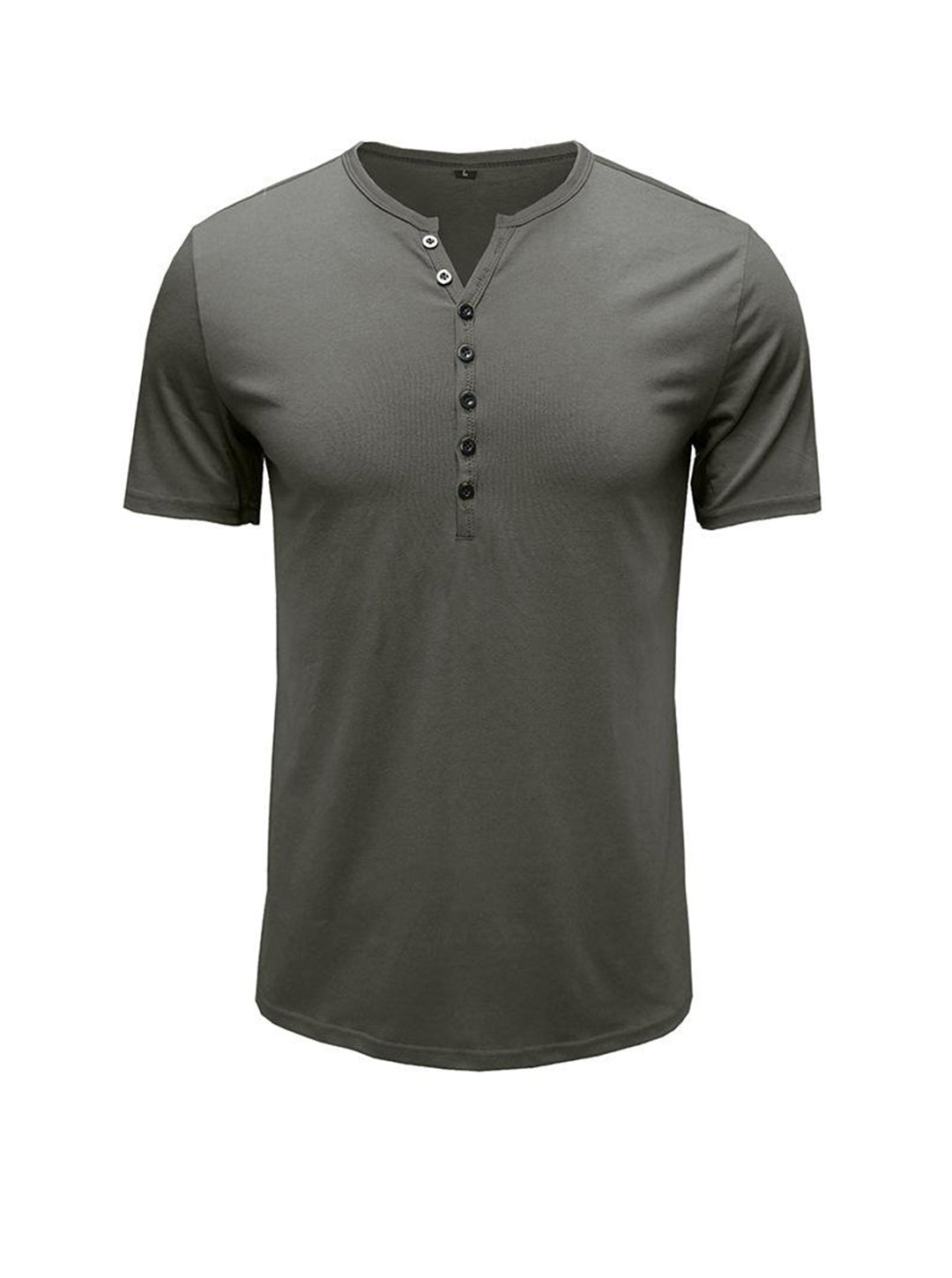 Moore Solid Color Henry Short-sleeved T-shirt
