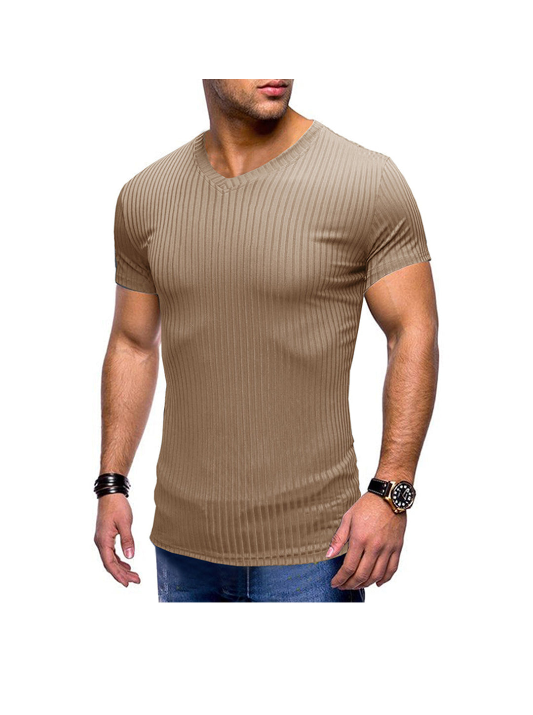 Robert Ribbed Fabric V-neck T-shirt