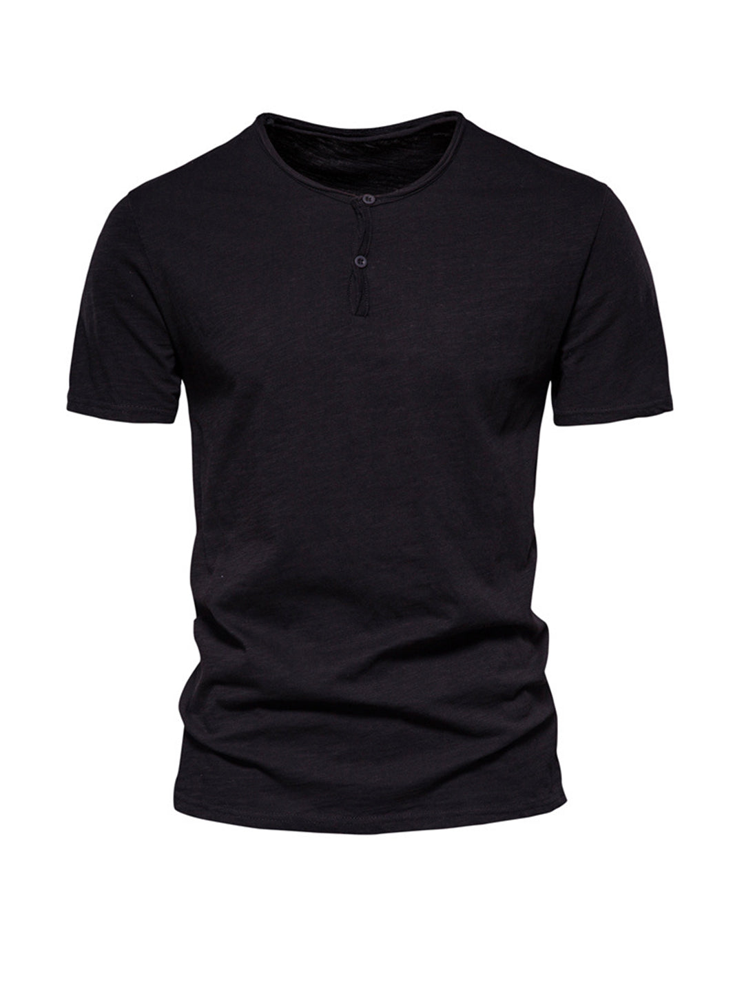 Harold Solid Color Henry Collar T-shirt