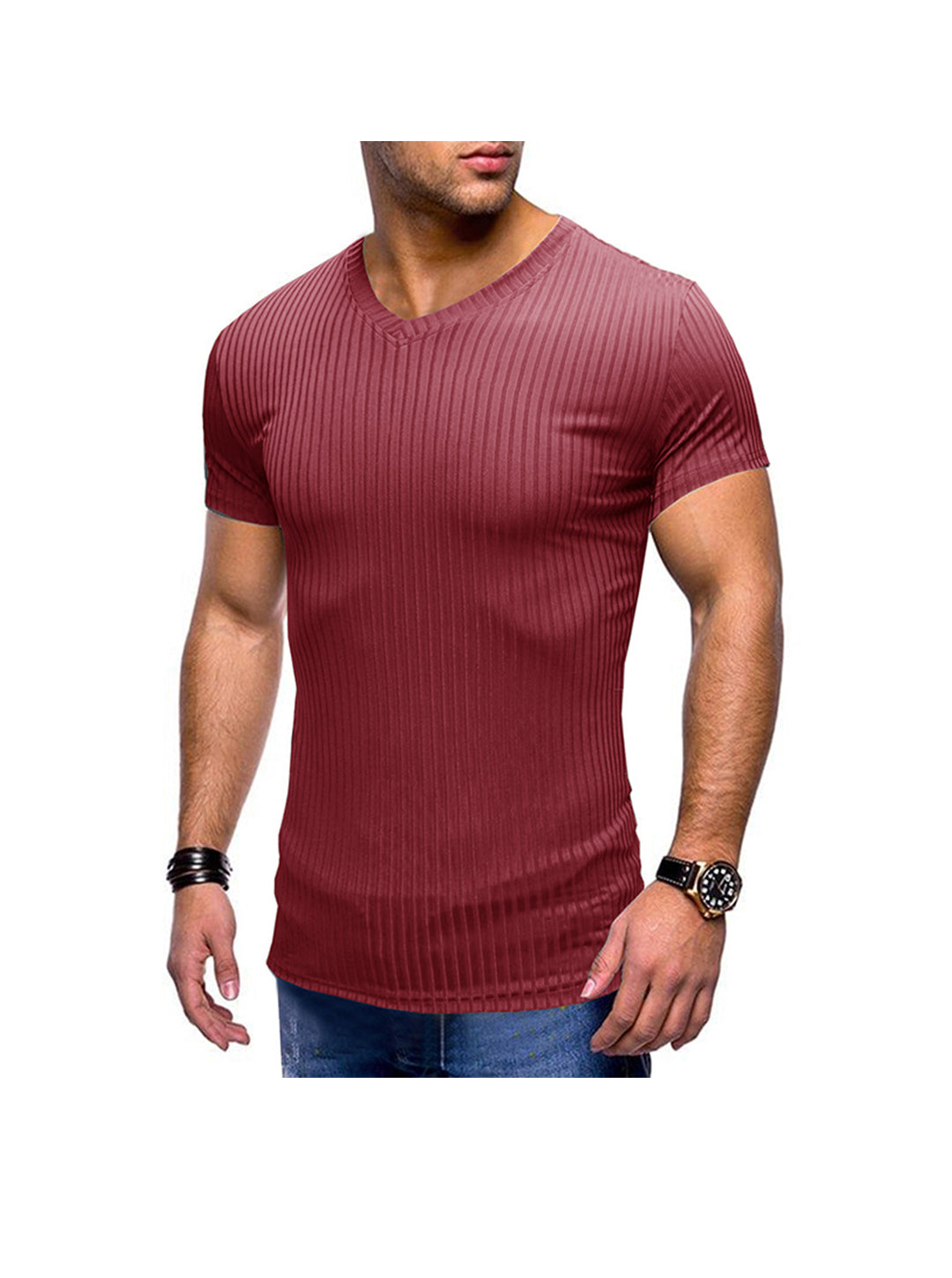 Robert Ribbed Fabric V-neck T-shirt