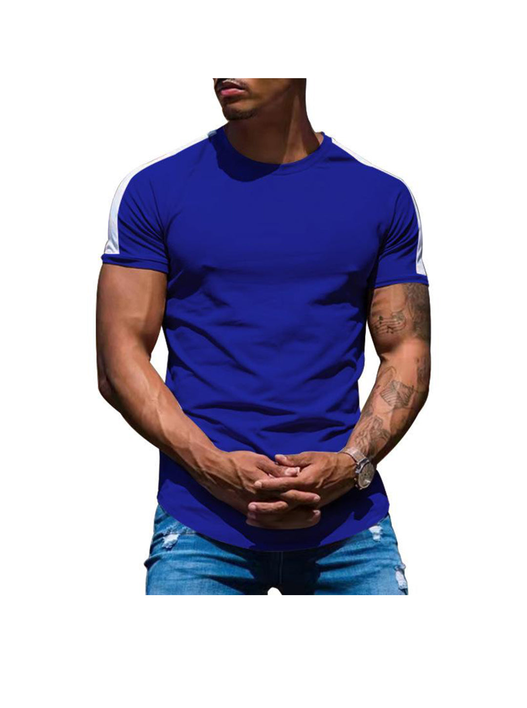 Russell Crew Neck Patchwork Short-sleeved T-shirt