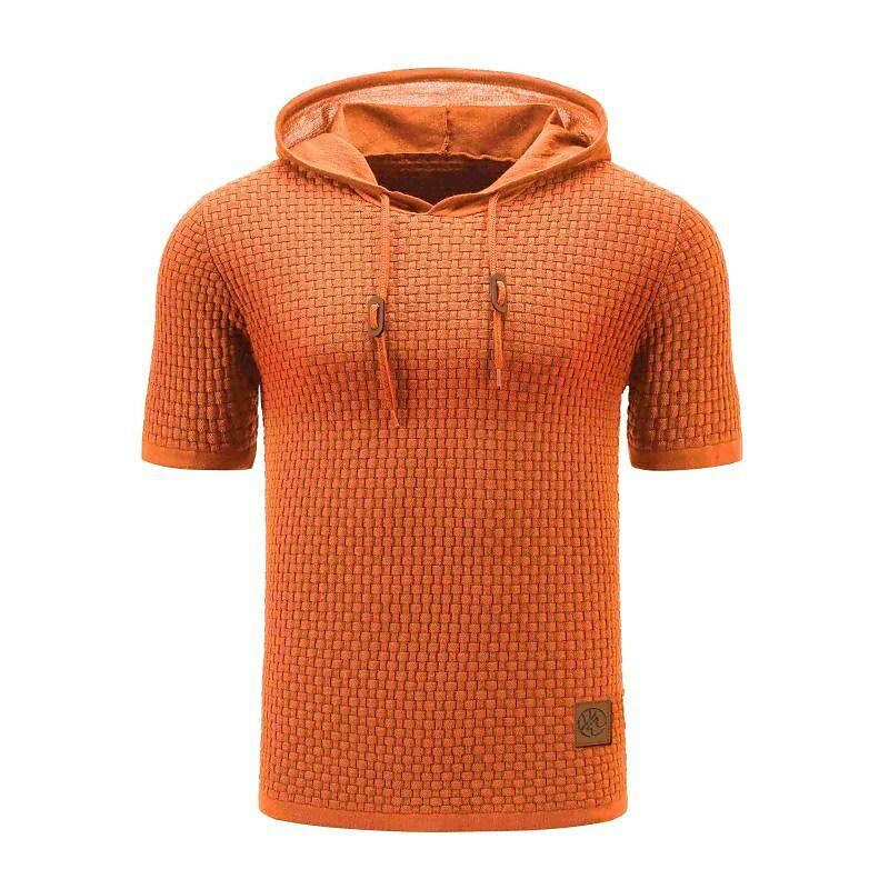 Men's Pullover Jacquard Solid Color Hooded Sweater Basic Vintage Style