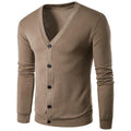 Men's Solid Color V-neck Knitted Cardigan