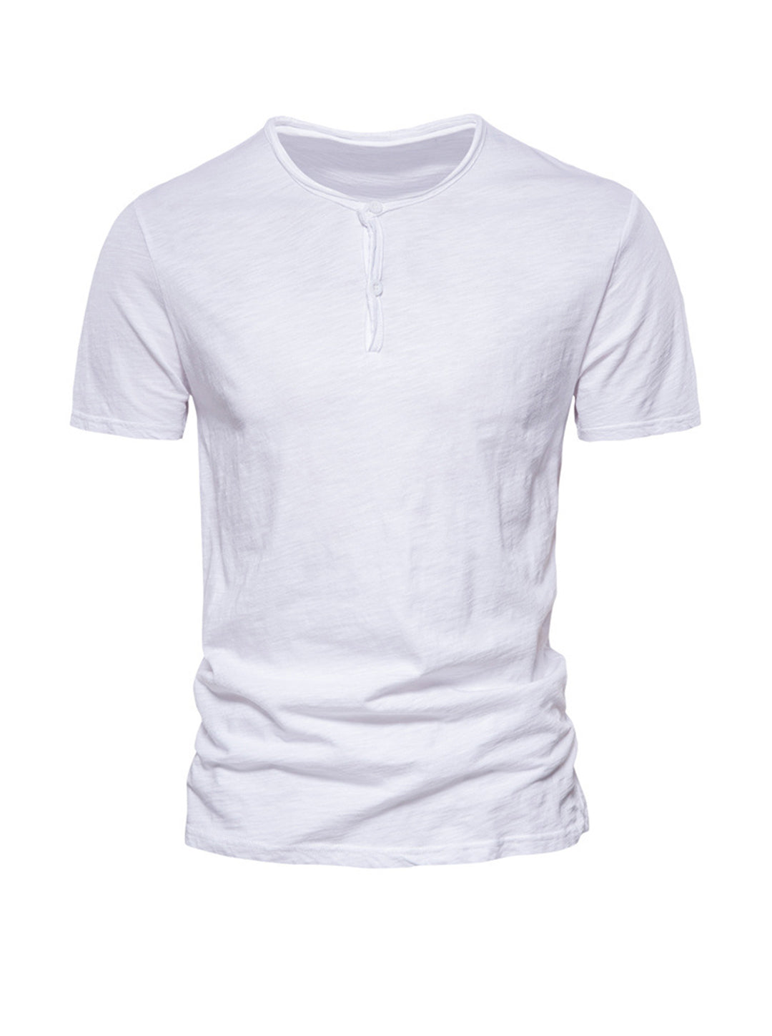 Harold Solid Color Henry Collar T-shirt