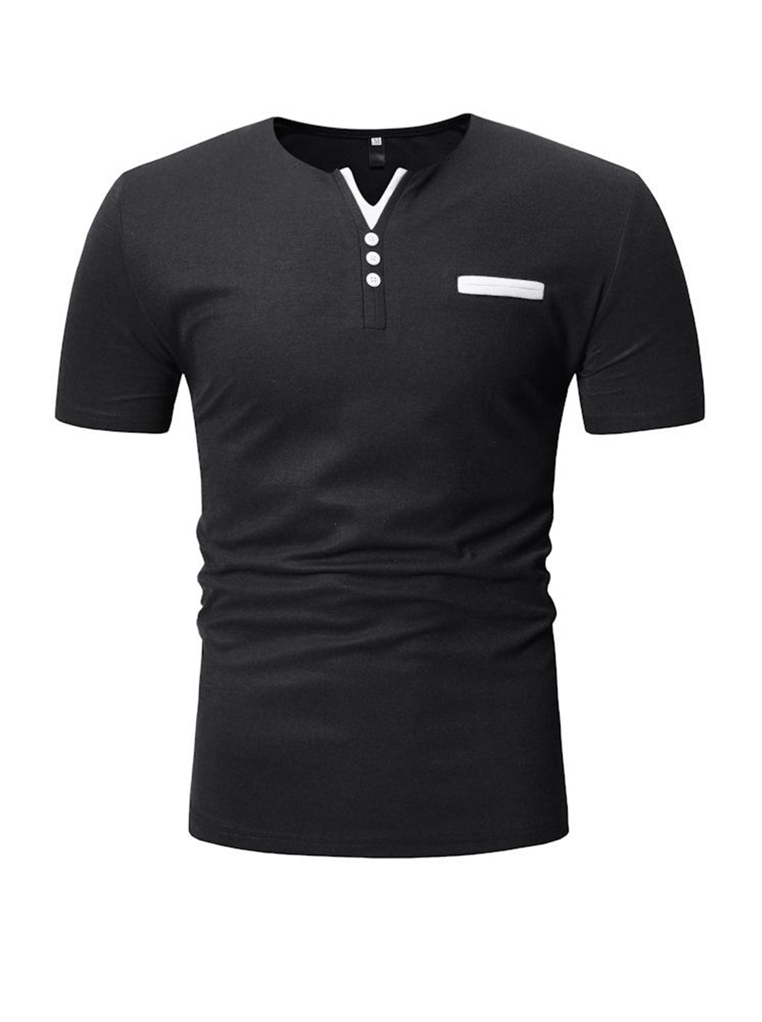 Brandon Pocket Contrast Color V-neck Short-sleeved T-shirt