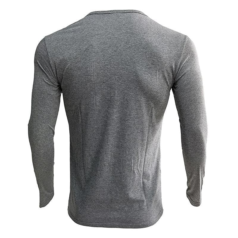 Men's Solid Color Henley Collar Long Sleeve T-Shirt
