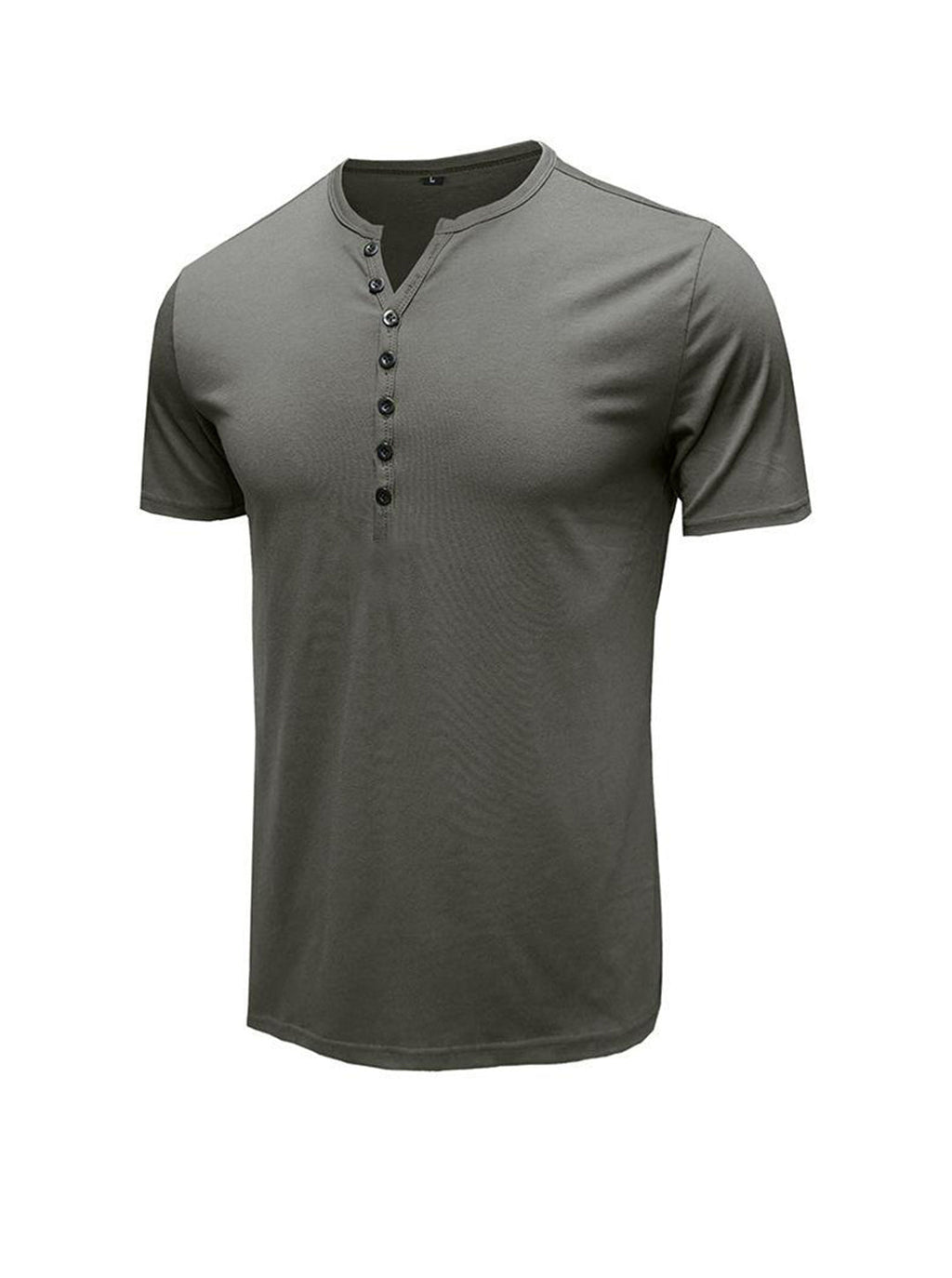 Moore Solid Color Henry Short-sleeved T-shirt