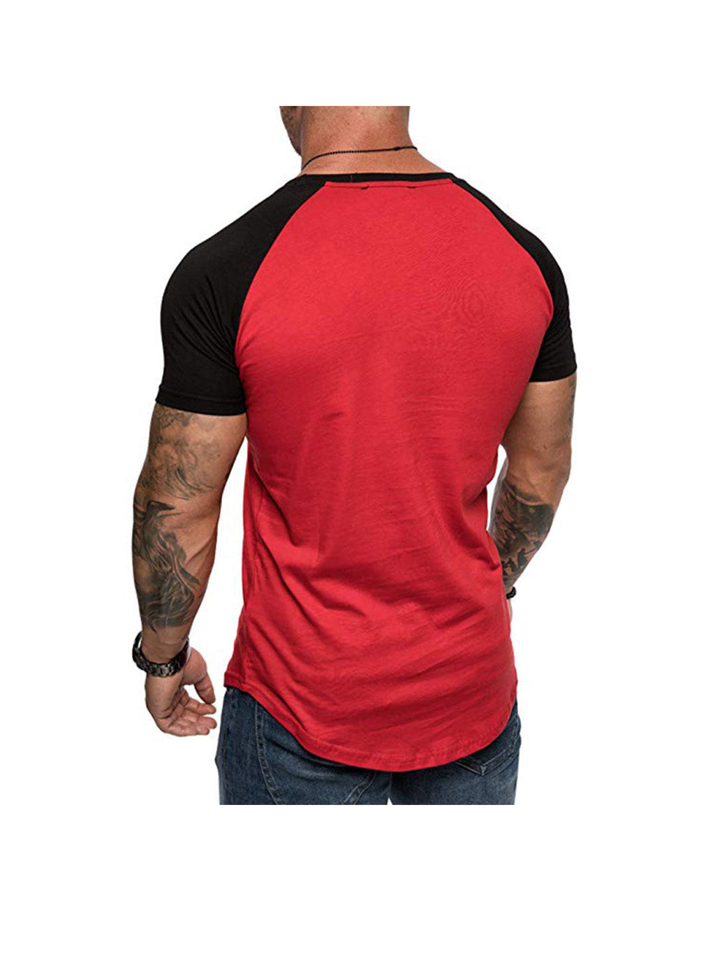 Men's Raglan Sleeve Color Block Short Sleeve T-Shirt Soft Breathable