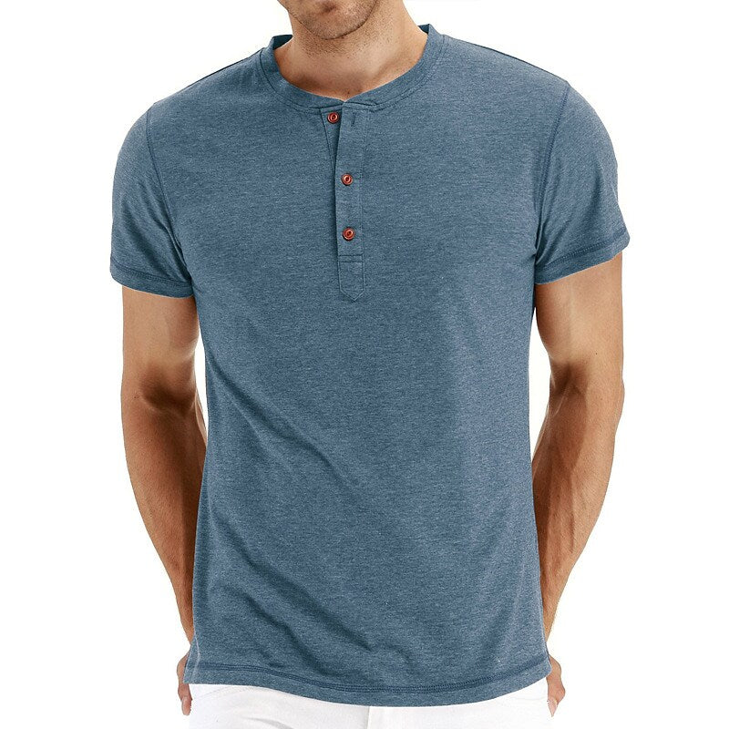 Men's Henley Shirt T shirt Solid Color