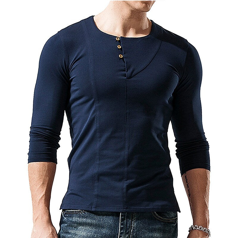 Men's Henley Shirt T shirt Solid Color