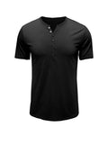 Moore Solid Color Henry Short-sleeved T-shirt