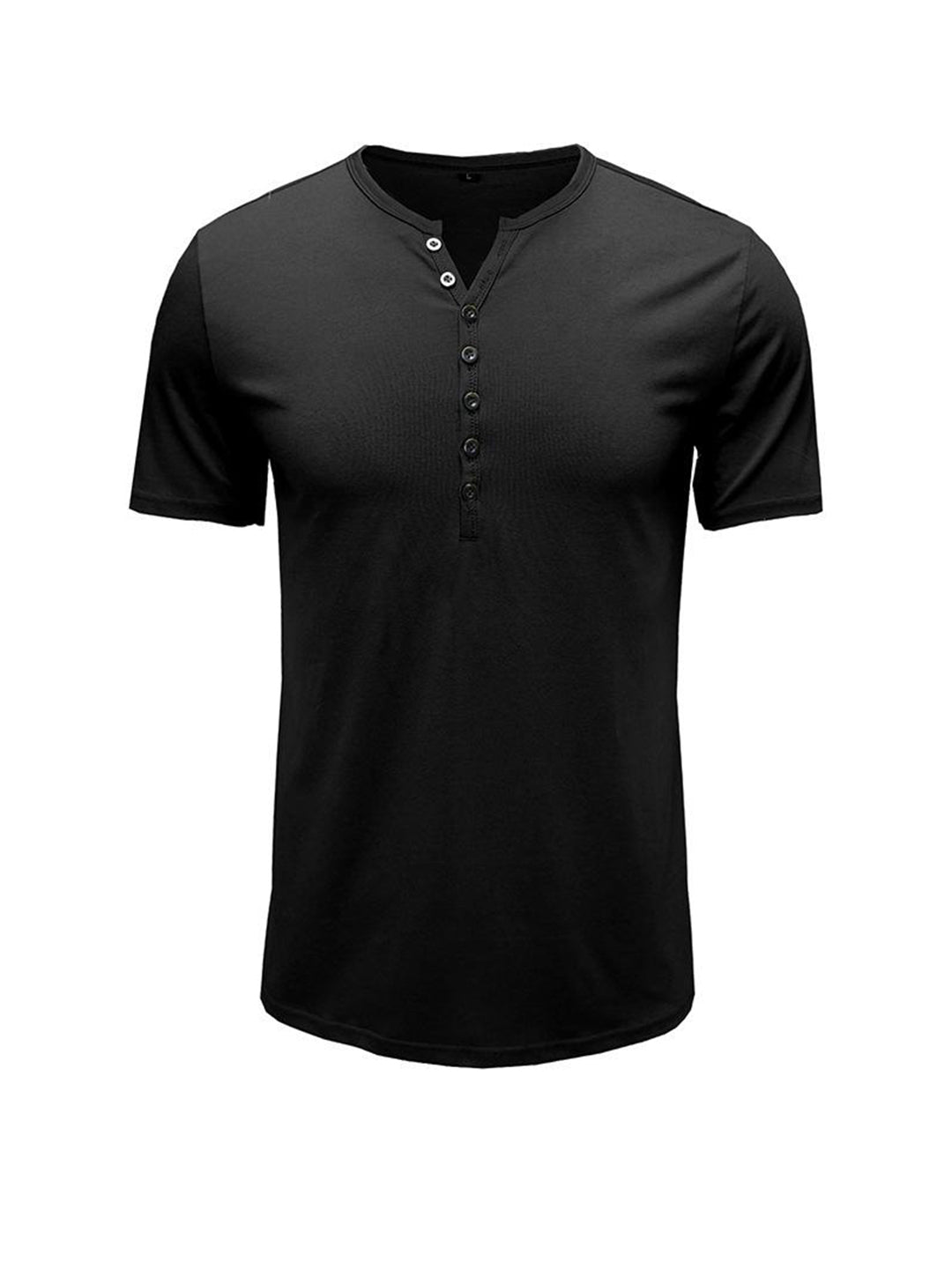 Moore Solid Color Henry Short-sleeved T-shirt