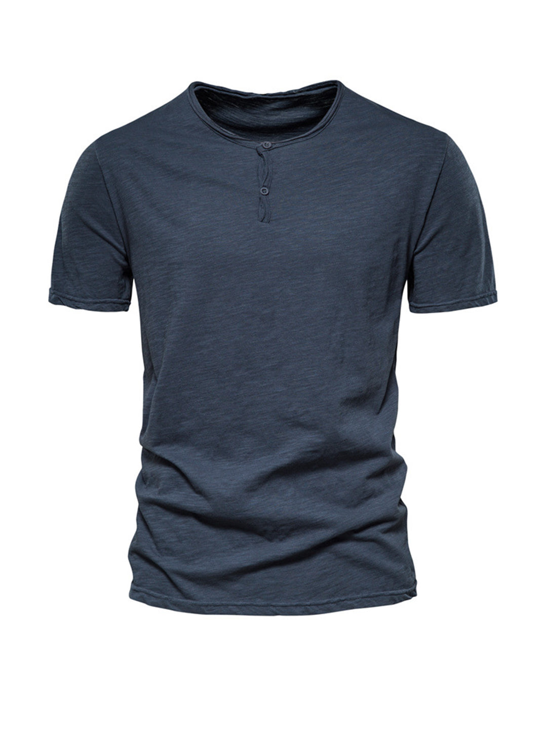 Harold Solid Color Henry Collar T-shirt