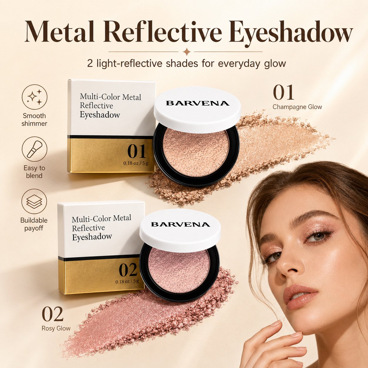 🎨💫 Multicolor Metallic Eyeshadow – Buildable, shimmering metallic eyeshadow