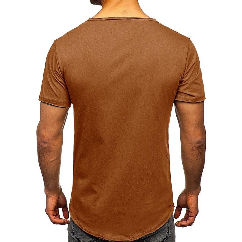 Men's Solid Color Henley Collar Short Sleeve T-Shirt