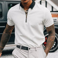 Men's Solid Contrast Collar and Cuffs Short Sleeve Polo T-shirt