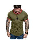 Men's Contrasting Solid Color Crew Neck Raglan Sleeves T-shirt