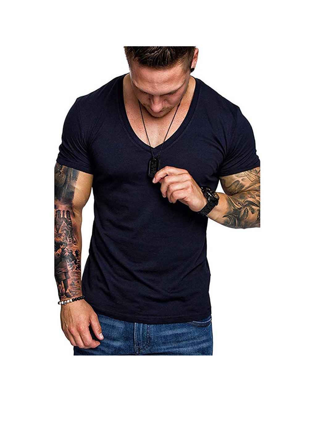 Men's  V-Neck Solid Color Casual T-Shirt