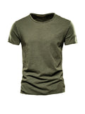 Men's Textured Solid Color Crew Neck T-shirt