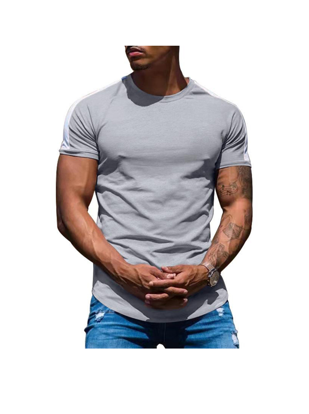 Russell Crew Neck Patchwork Short-sleeved T-shirt