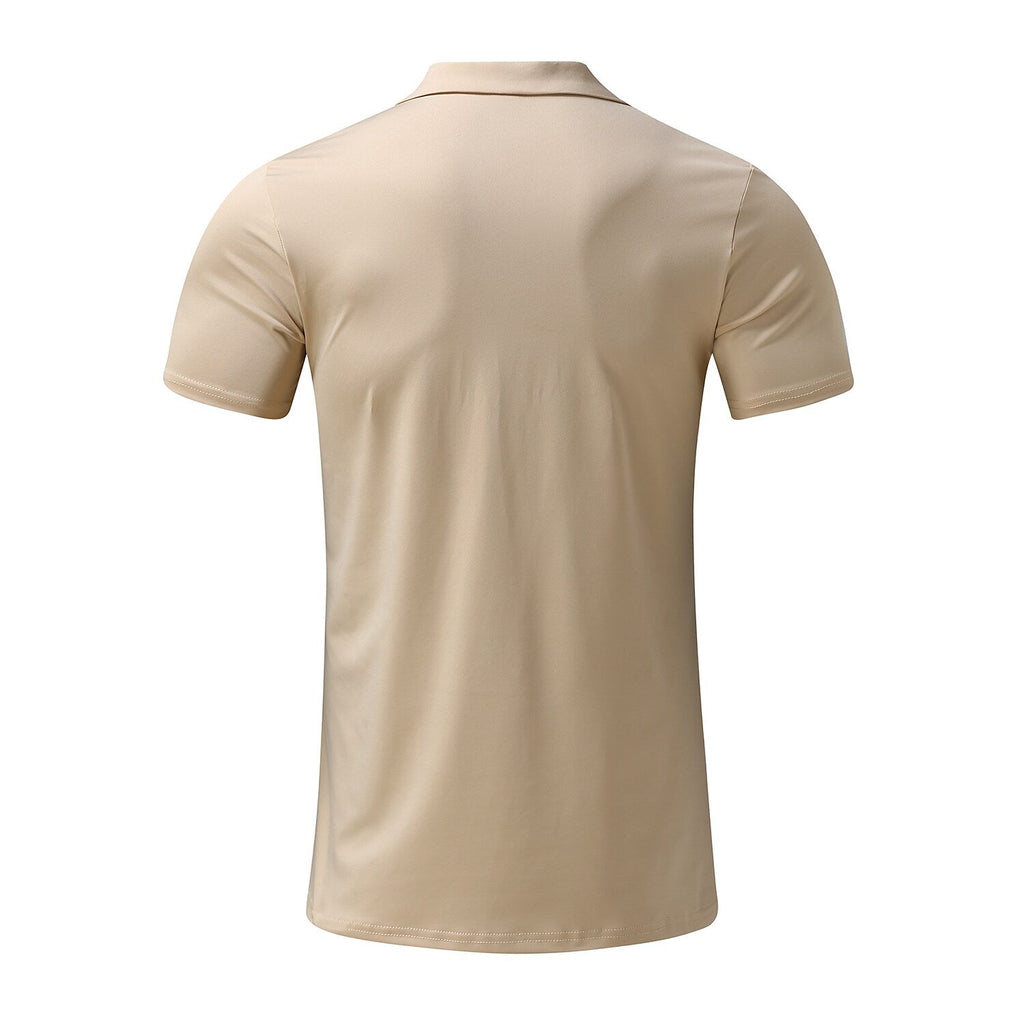 Men's Solid Color Short Sleeve Polo T-shirt