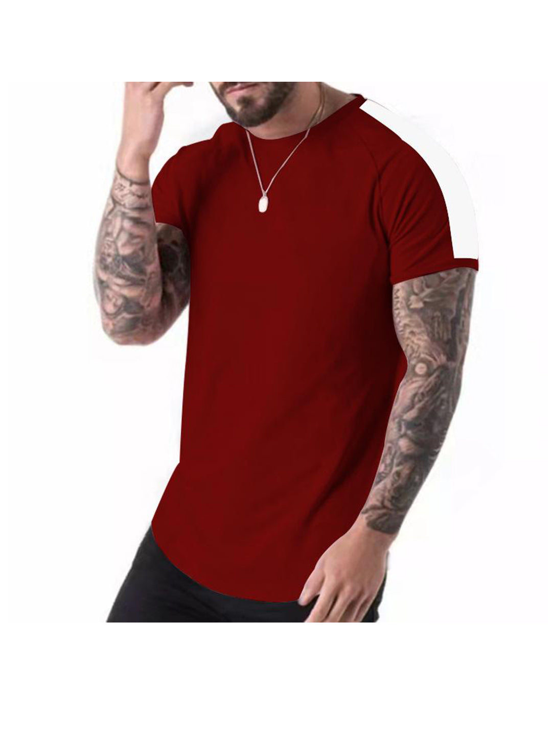 Russell Crew Neck Patchwork Short-sleeved T-shirt