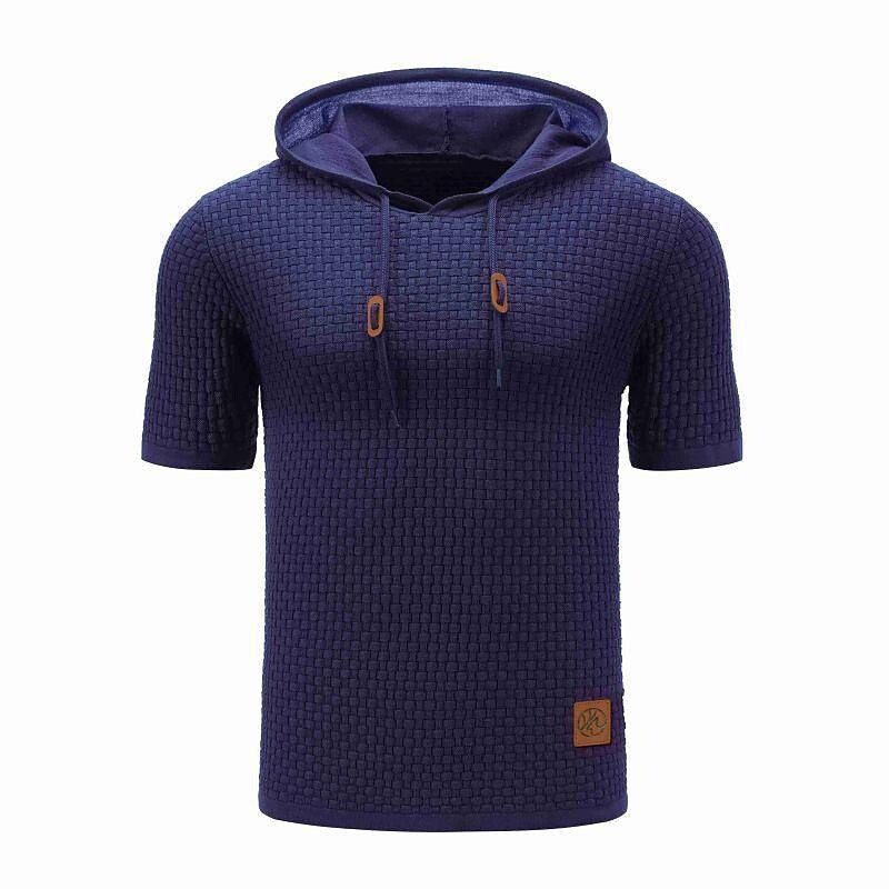 Men's Pullover Jacquard Solid Color Hooded Sweater Basic Vintage Style