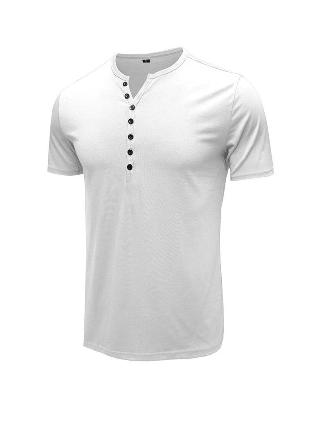 Moore Solid Color Henry Short-sleeved T-shirt