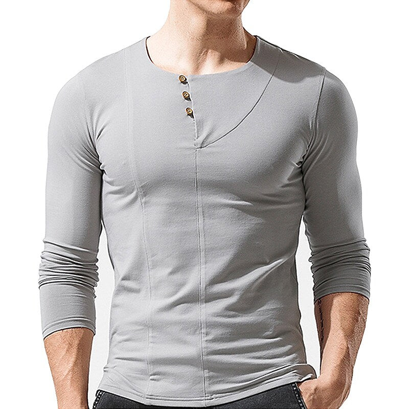 Men's Henley Shirt T shirt Solid Color