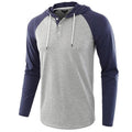 Men's Color Block Raglan Sleeves Drawstring Hoodie T-shirt
