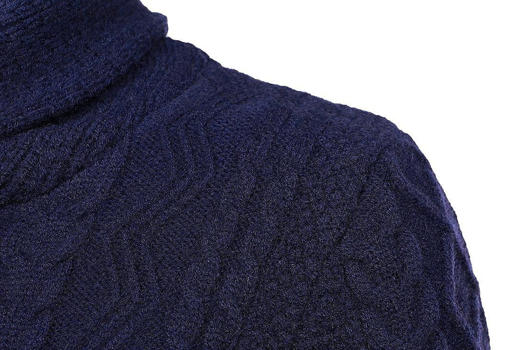 Men's Shawl Collar Cable Casual Slim Fit Long Sleeve Sweater