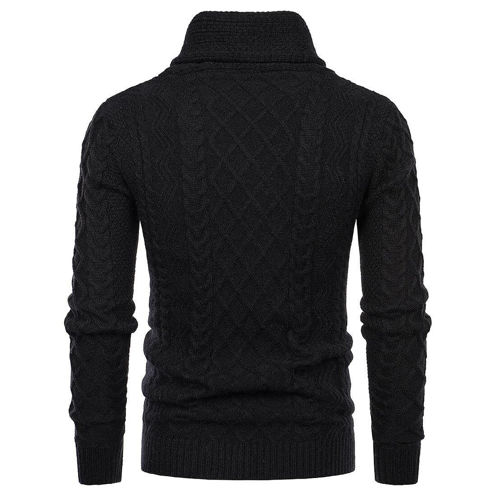Men's Shawl Collar Cable Casual Slim Fit Long Sleeve Sweater