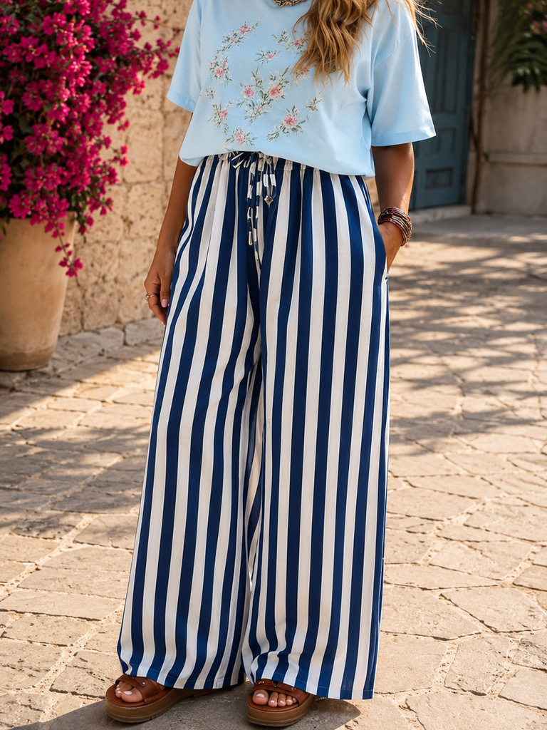 Amalfi® Striped Wide-Leg Pants
