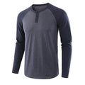 Men's Color Block Raglan Sleeves Henry T-shirt